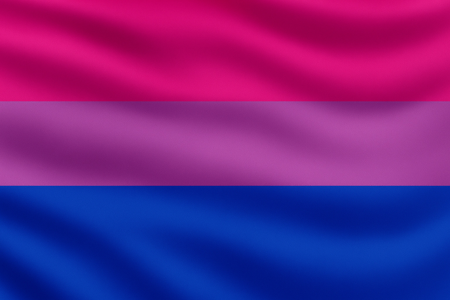 Bandeira bissexual: simboliza atração por dois ou mais gêneros, orientação reconhecida desde a Grécia Antiga e frequentemente marginalizada como 'fase' ou 'indecisão'.
