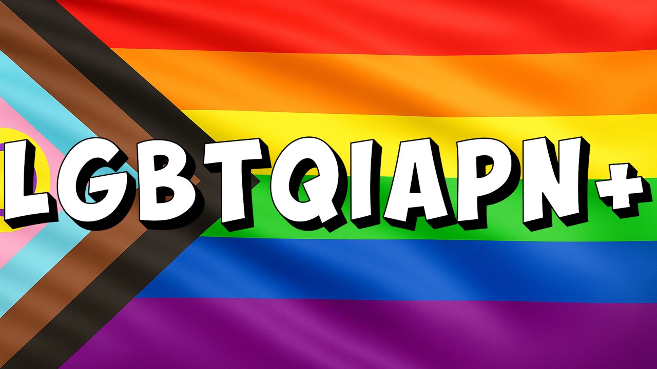 Bandeira LGBTQIAPN+: símbolo da diversidade e inclusão de todas as orientações sexuais e identidades de gênero, incluindo lésbicas, gays, bissexuais, trans, queer, intersexo, assexuais, pansexuais, não-binários e mais. Representa a luta histórica por direitos e visibilidade, com o '+' destacando a infinitude de identidades.