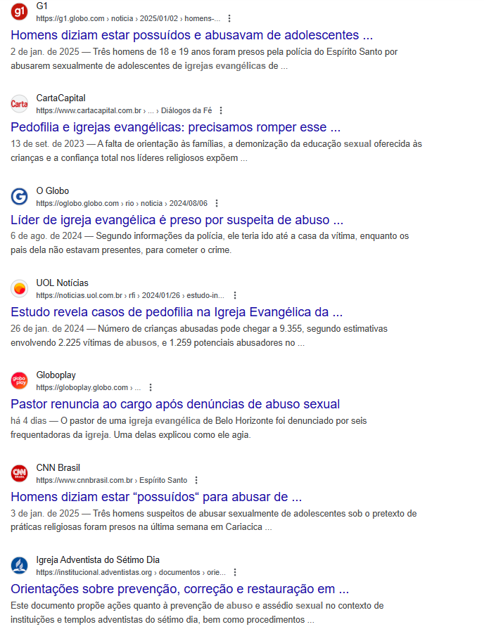 crimes cometidos por evangélicos
